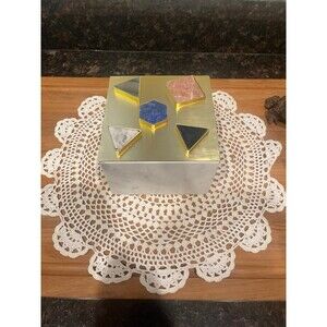 Opal house marble box with metal lid with gems